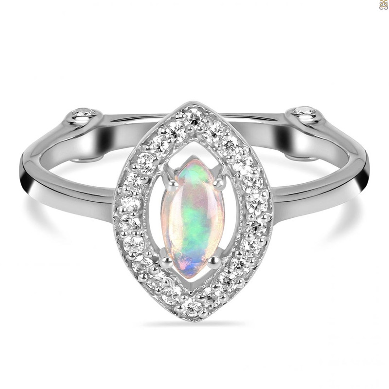 Opal & White Topaz Ring OPL-RDR-1798.