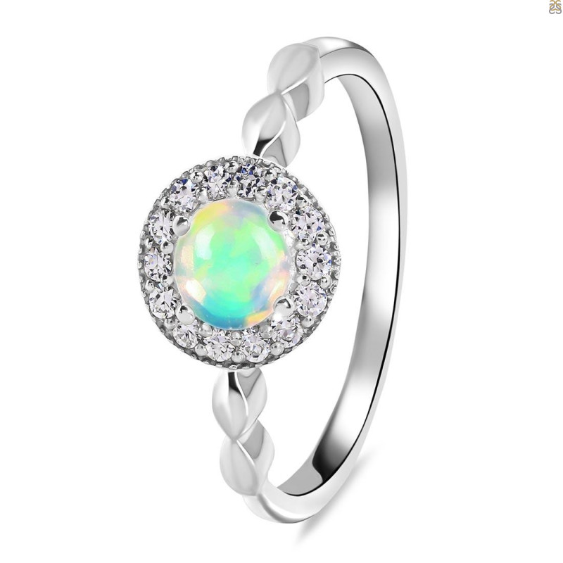 Opal & White Topaz Ring