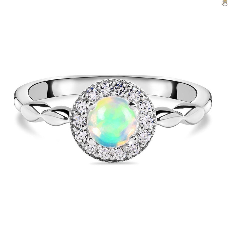 Opal & White Topaz Ring OPL-RDR-1799.