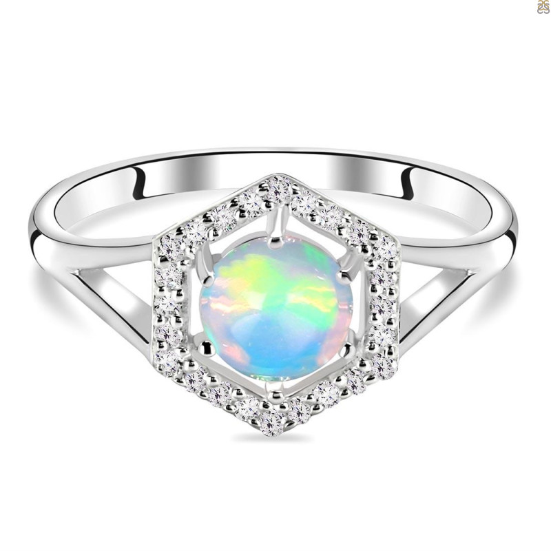 Opal & White Topaz Ring OPL-RDR-1800.