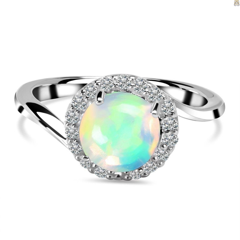 Opal & White Topaz Ring OPL-RDR-1801.