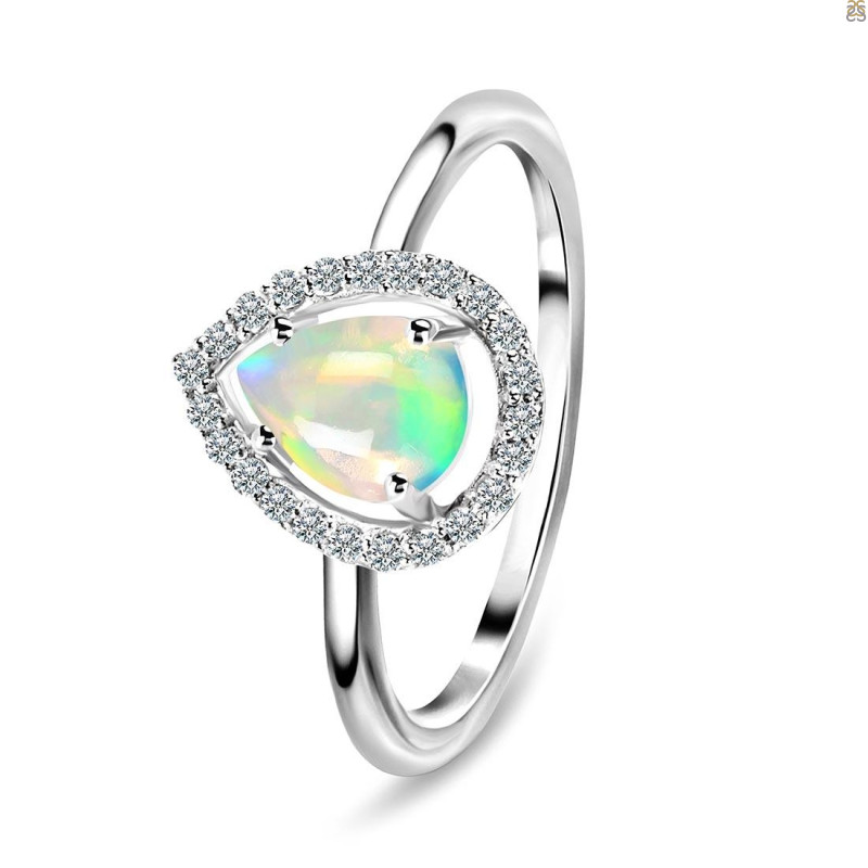 Opal & White Topaz Ring