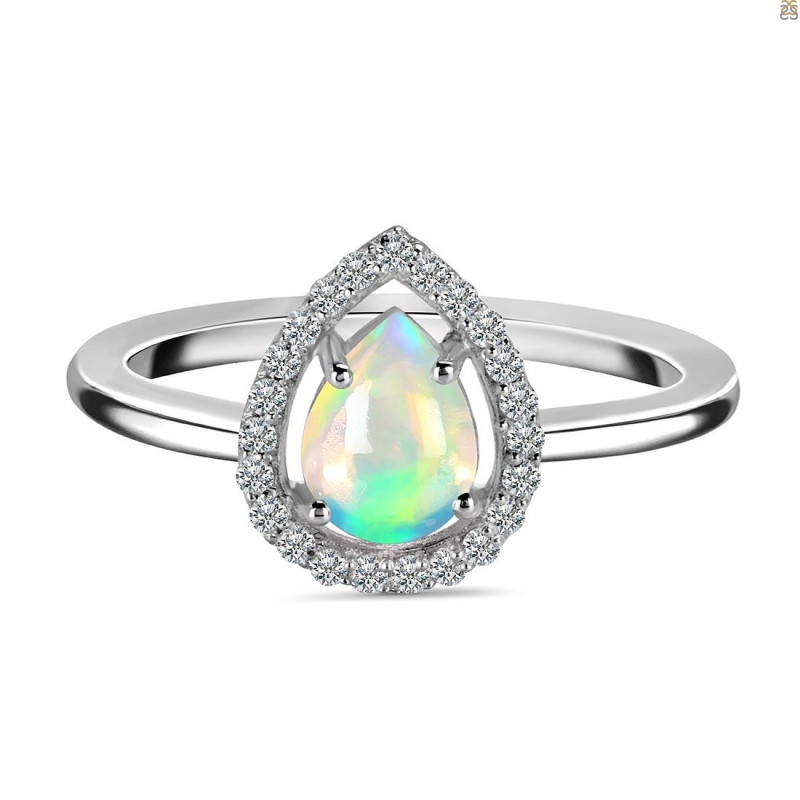 Opal & White Topaz Ring OPL-RDR-1803.