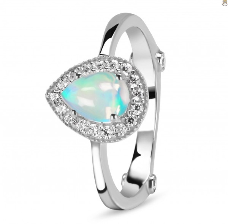 Opal & White Topaz Ring