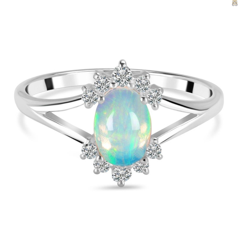Opal & White Topaz Ring OPL-RDR-1929.