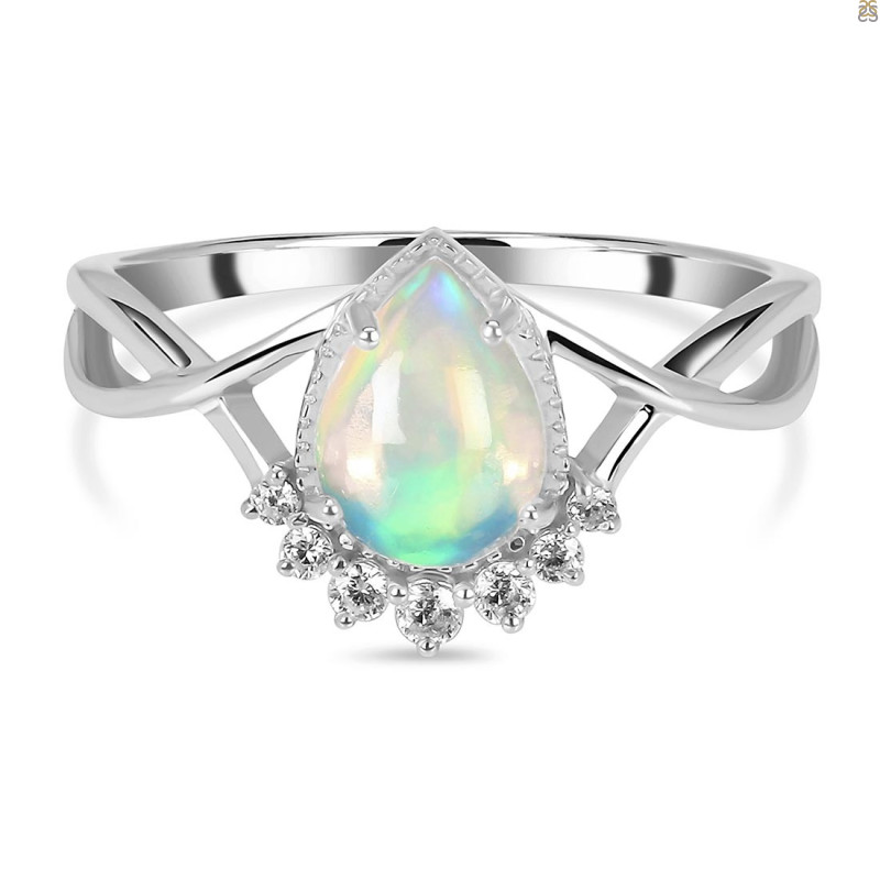 Opal & White Topaz Ring OPL-RDR-1930.
