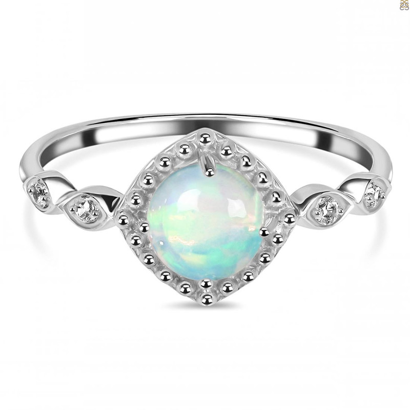 Opal & White Topaz Ring OPL-RDR-1935.