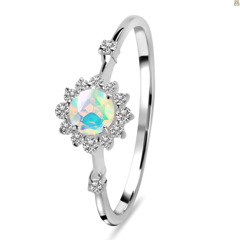 Opal & White Topaz Ring