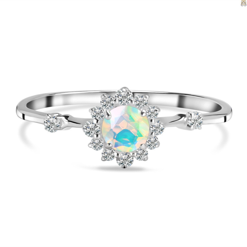 Opal & White Topaz Ring OPL-RDR-1937.