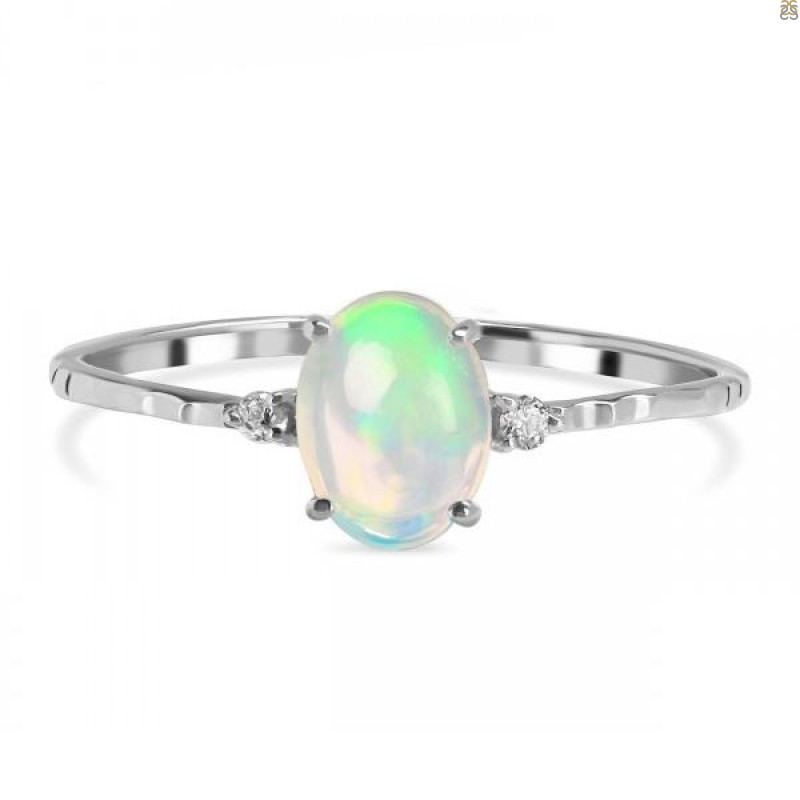 Opal & White Topaz Ring OPL-RDR-1938-A.