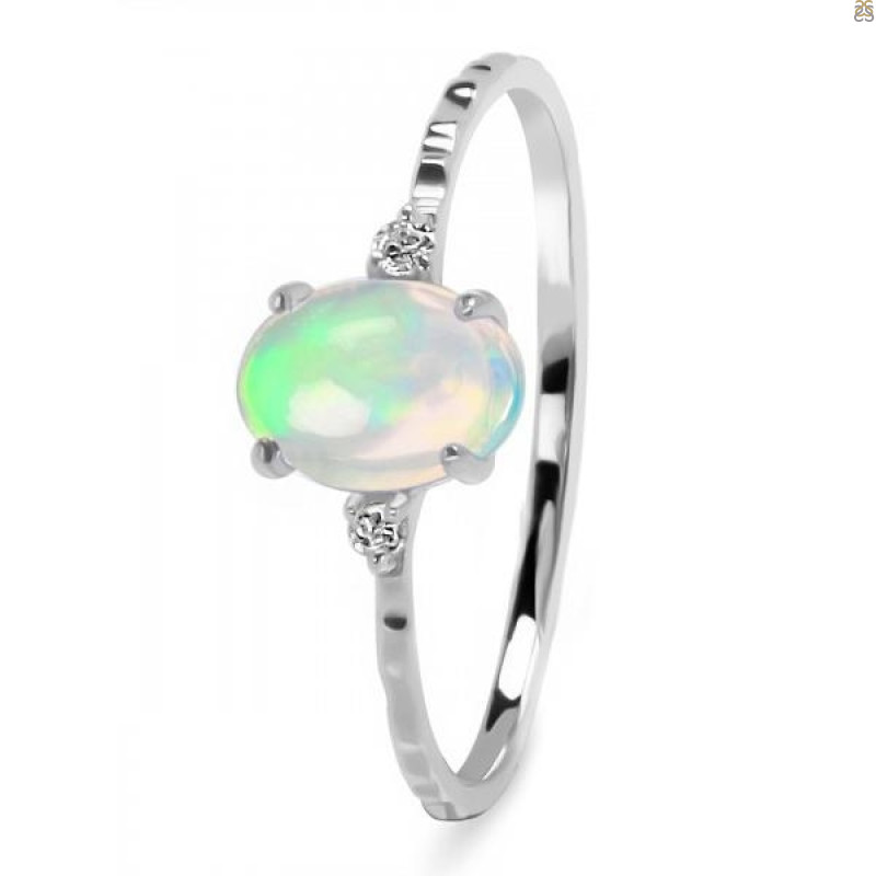 Opal & White Topaz Ring
