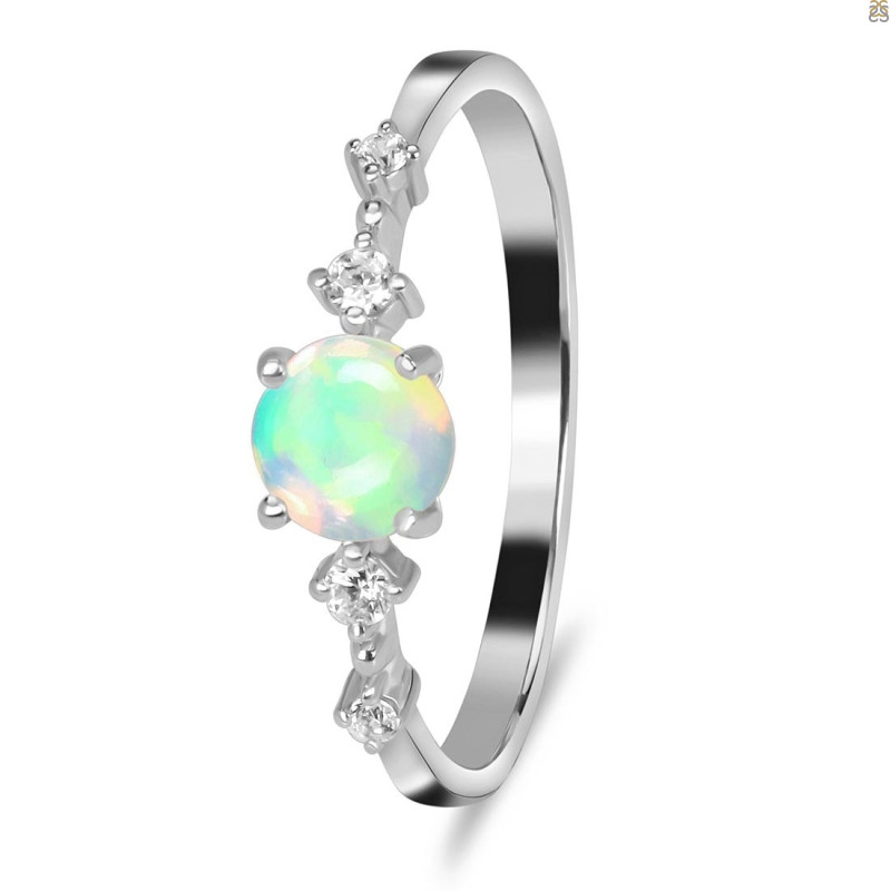 Opal & White Topaz Ring