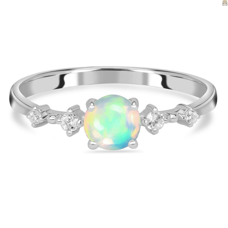 Opal & White Topaz Ring OPL-RDR-1939.
