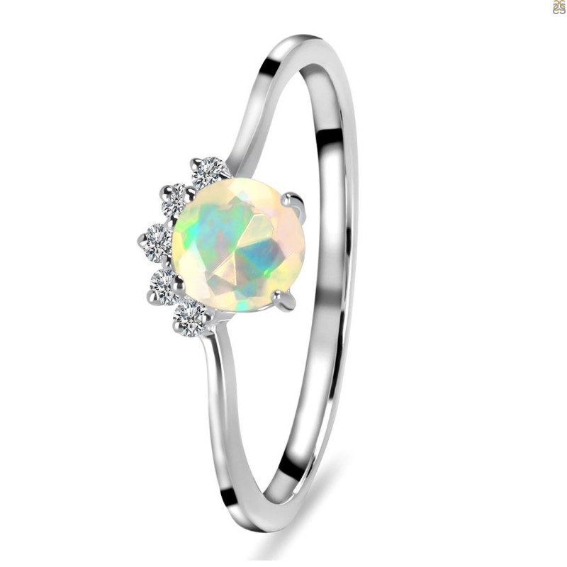 Opal & White Topaz Ring