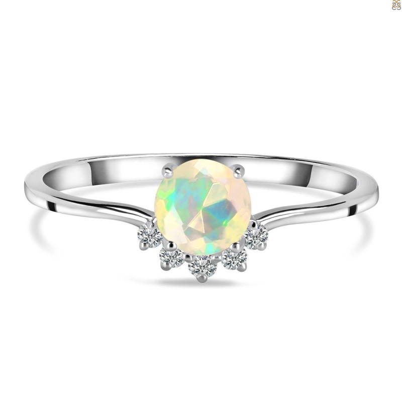 Opal & White Topaz Ring OPL-RDR-1942.