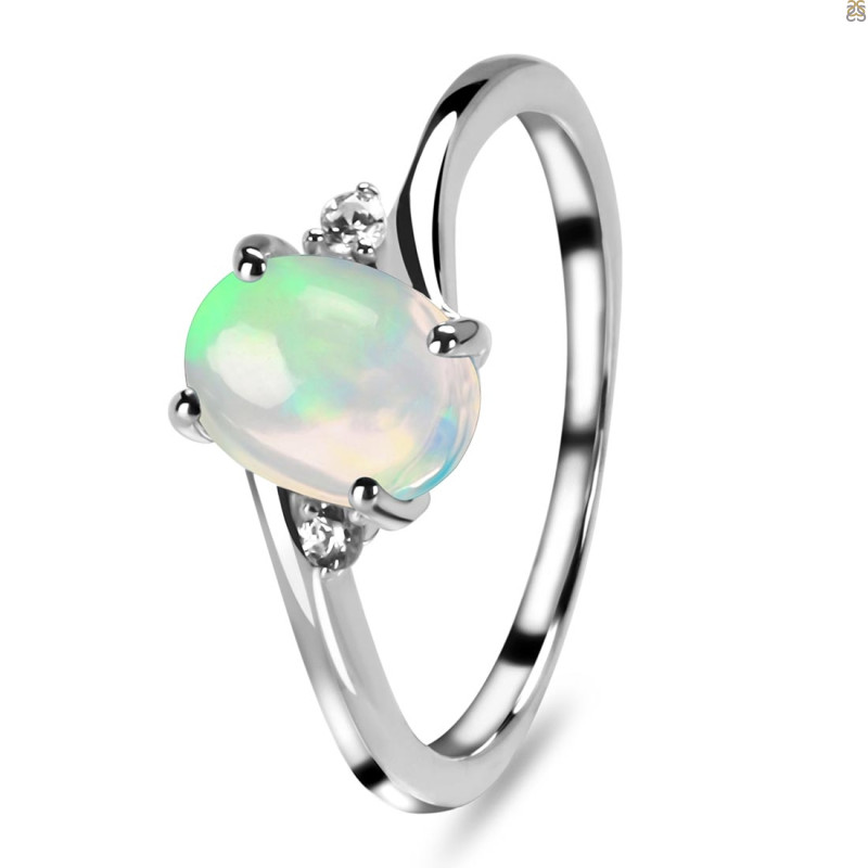 Opal & White Topaz Ring