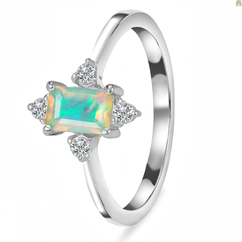 Opal & White Topaz Ring