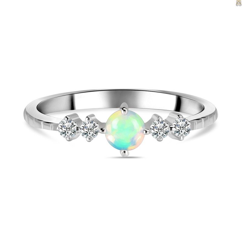 Opal & White Topaz Ring OPL-RDR-2211.