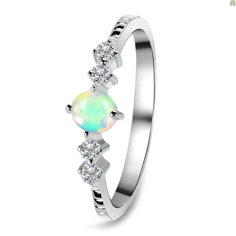 Opal & White Topaz Ring