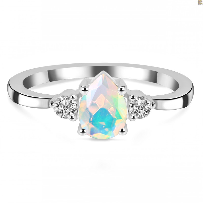 Opal & White Topaz Ring OPL-RDR-2213.