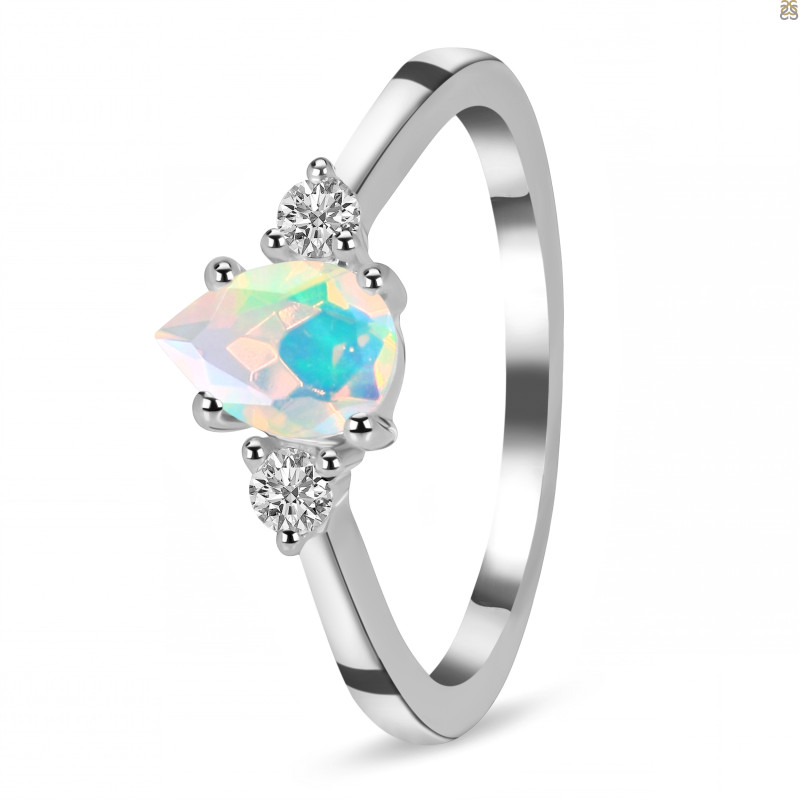 Opal & White Topaz Ring