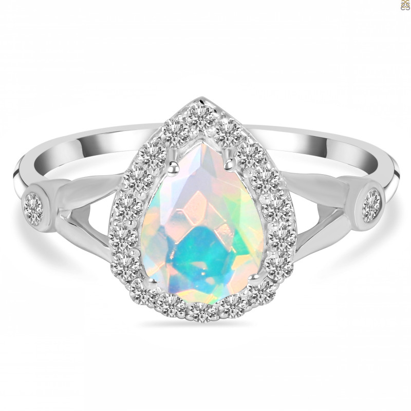 Opal & White Topaz Ring OPL-RDR-2243.