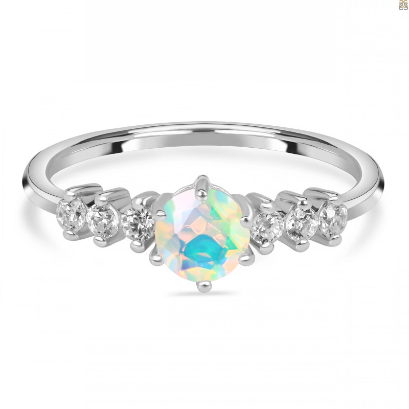 Opal & White Topaz Ring OPL-RDR-2259.
