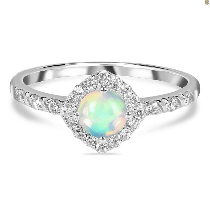 Opal & White Topaz Ring OPL-RDR-2260.