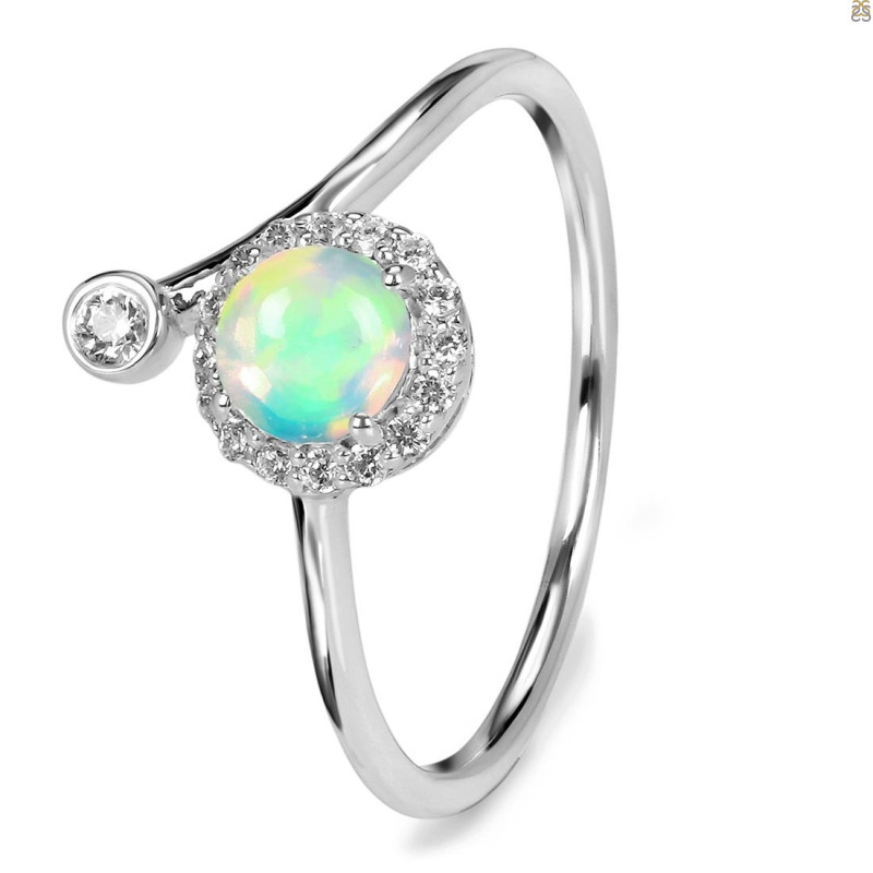 Opal & White Topaz Ring