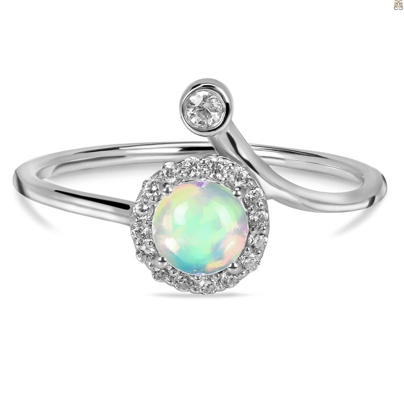 Opal & White Topaz Ring OPL-RDR-2261.