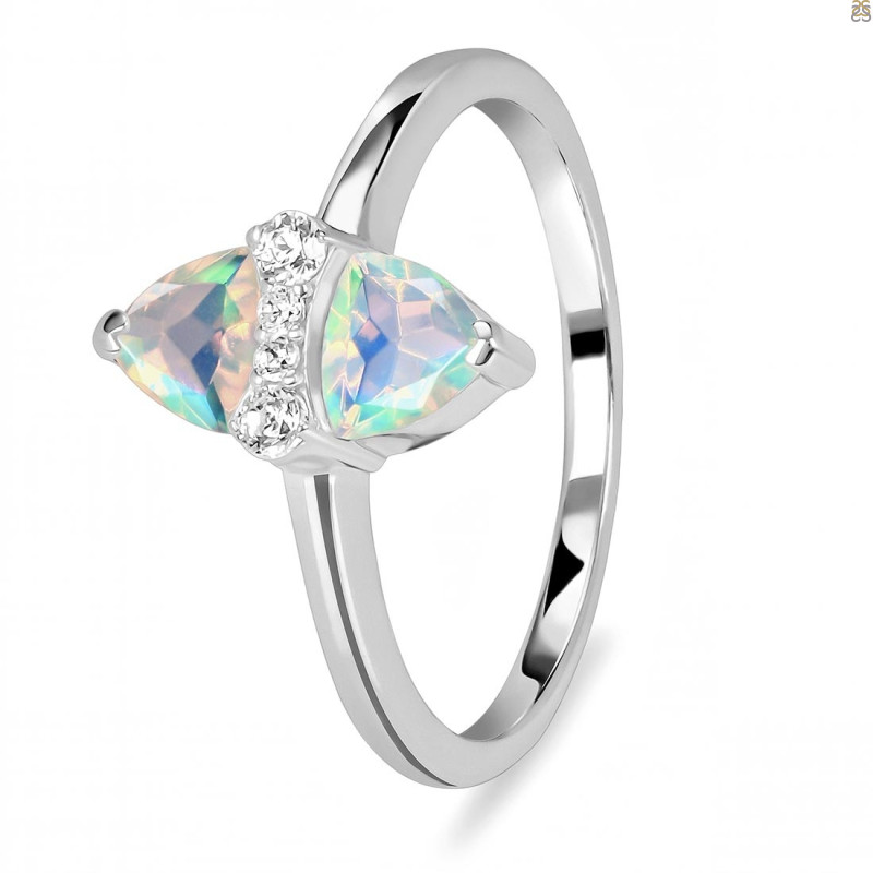 Opal & White Topaz Ring