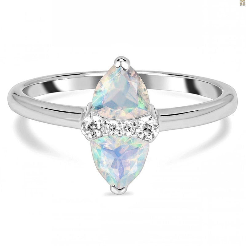 Opal & White Topaz Ring OPL-RDR-2266.
