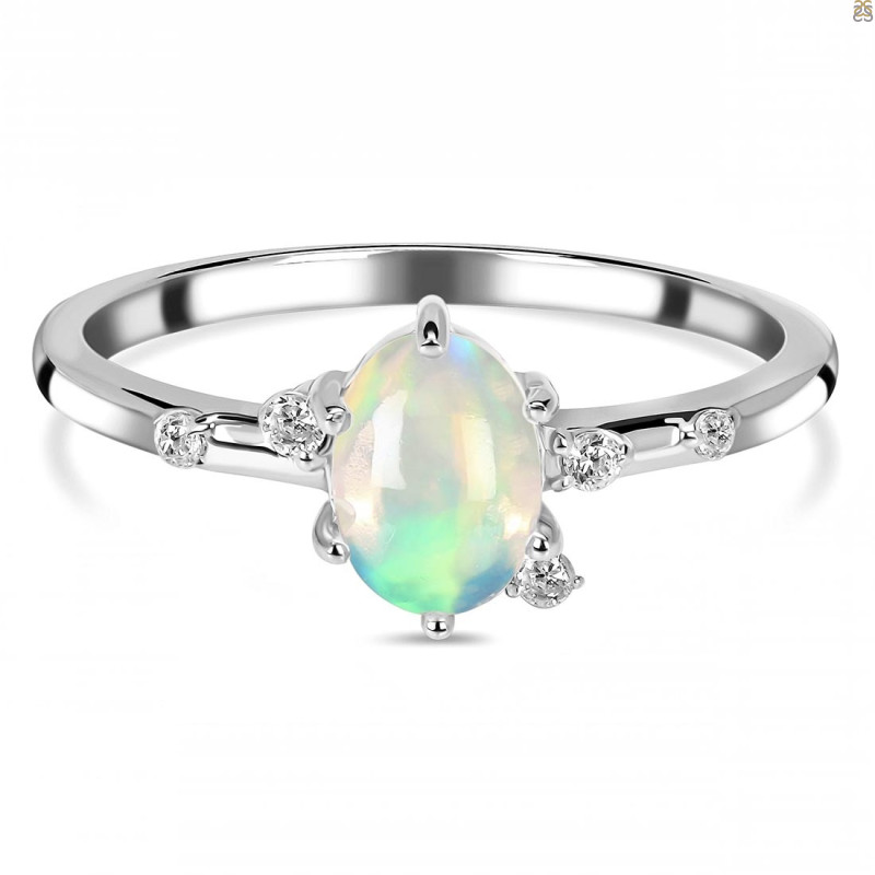Opal & White Topaz Ring OPL-RDR-2273.