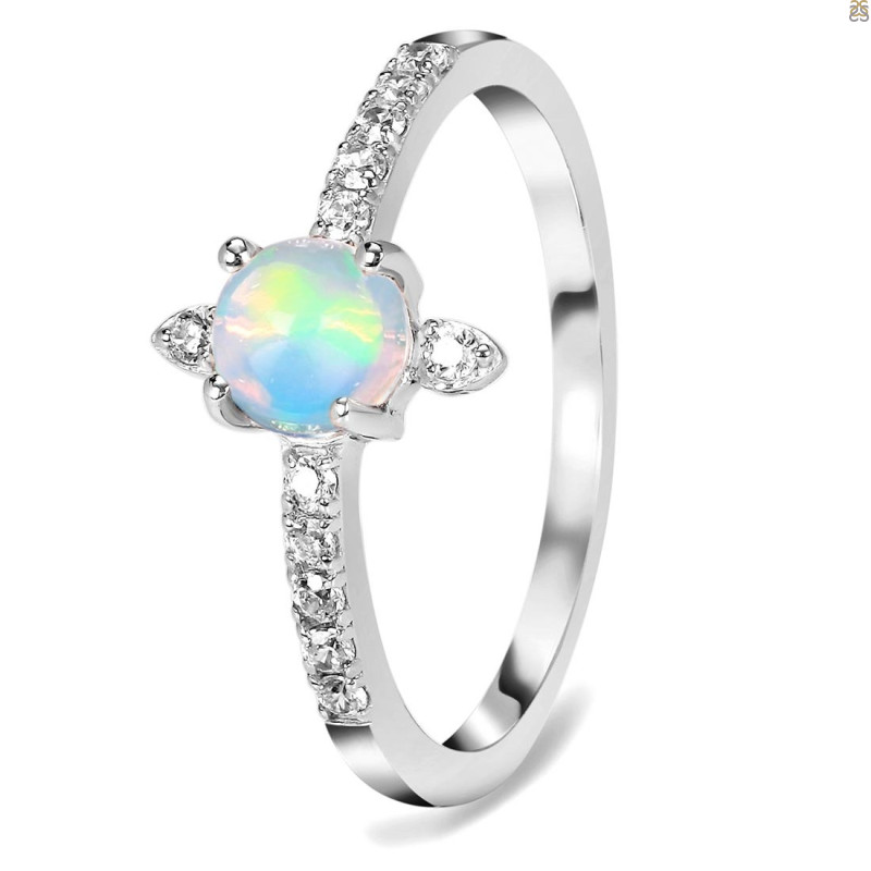 Opal & White Topaz Ring