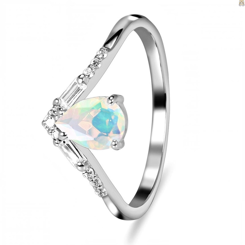Opal & White Topaz Ring