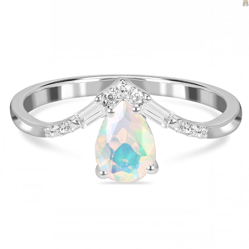 Opal & White Topaz Ring OPL-RDR-2283.
