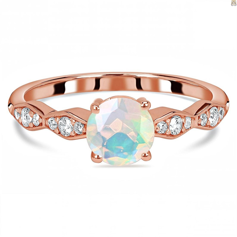 Opal & White Topaz Ring OPL-RDR-2288.