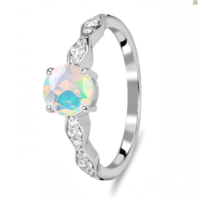 Opal & White Topaz Ring