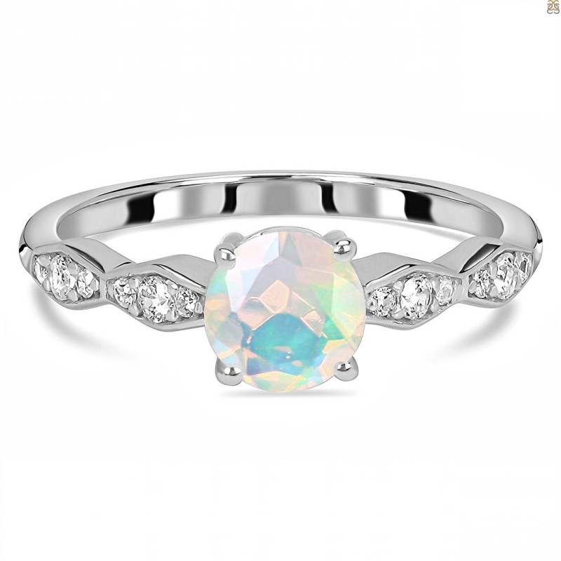 Opal & White Topaz Ring OPL-RDR-2288.