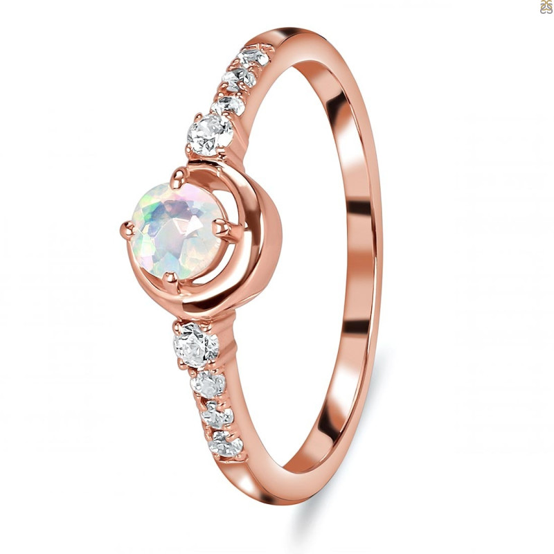 Opal & White Topaz Ring OPL-RDR-2292.