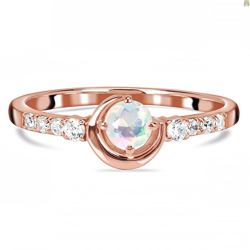 Opal & White Topaz Ring OPL-RDR-2292.
