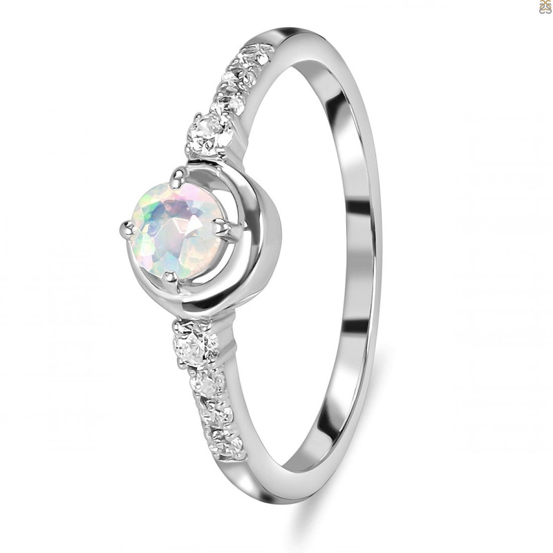 Opal & White Topaz Ring