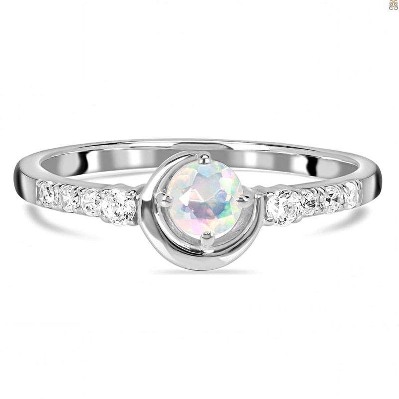 Opal & White Topaz Ring OPL-RDR-2292.