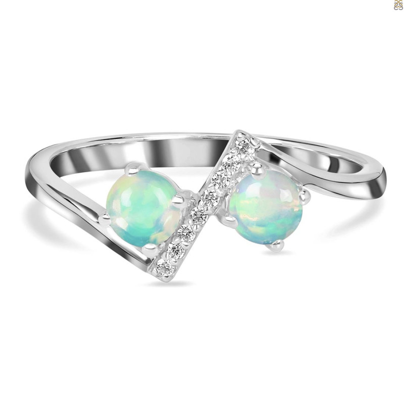 Opal & White Topaz Ring