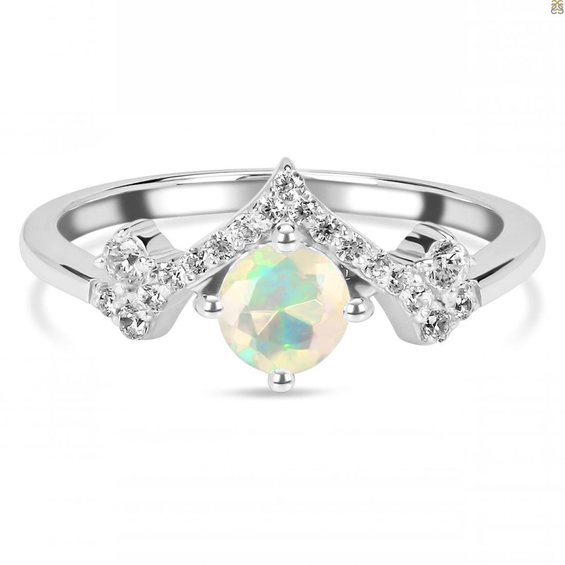 Opal & White Topaz Ring OPL-RDR-2296.