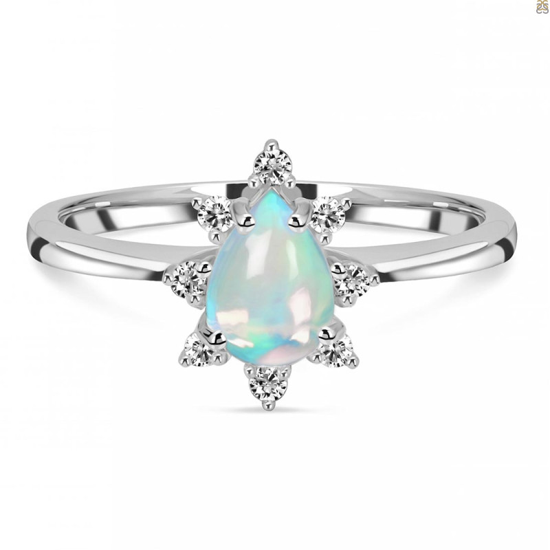 Opal & White Topaz Ring OPL-RDR-2305.
