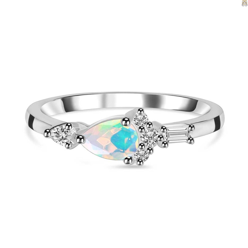 Opal & White Topaz Ring OPL-RDR-2389.