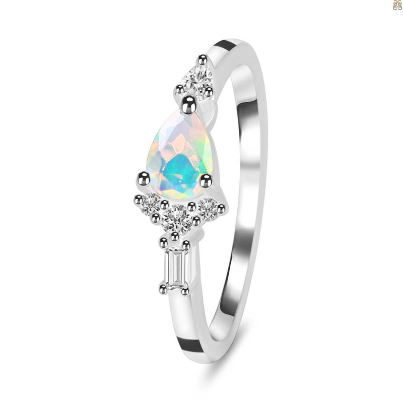 Opal & White Topaz Ring
