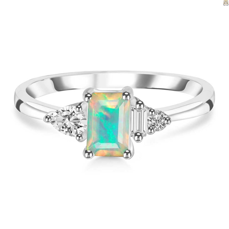 Opal & White Topaz Ring OPL-RDR-2397.