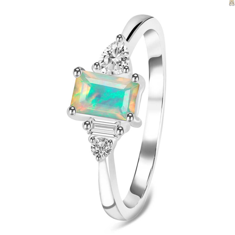 Opal & White Topaz Ring